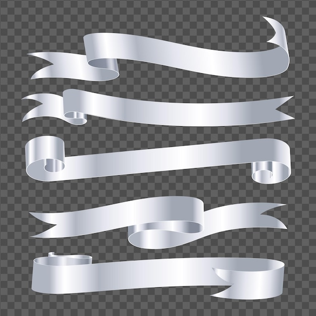 Free vector silver ribbon isolated on transparent background