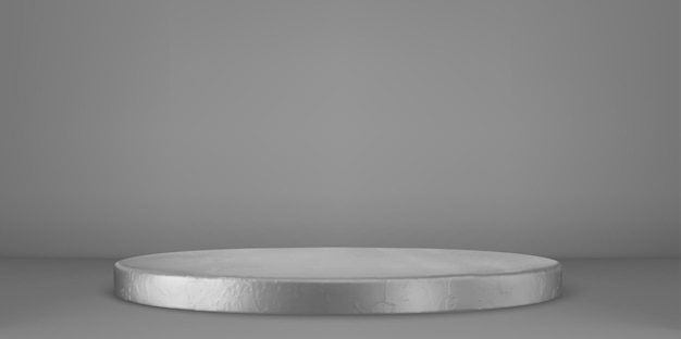 Silver round platform 3d metal podium