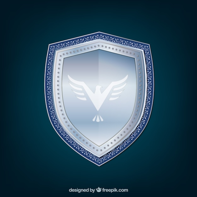 Silver Shield Background with Eagle: Free Vector Download