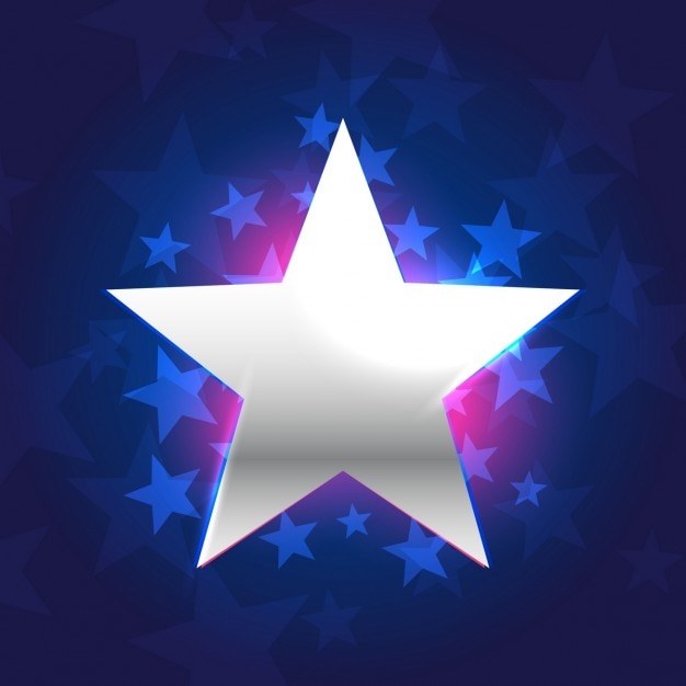 Free vector silver star in blue background