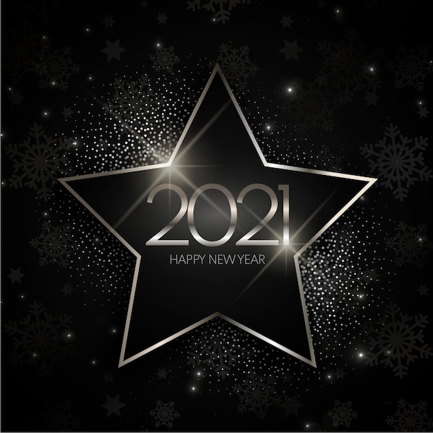 Vettore gratuito priorità bassa del nuovo anno 2021 della stella d'argento