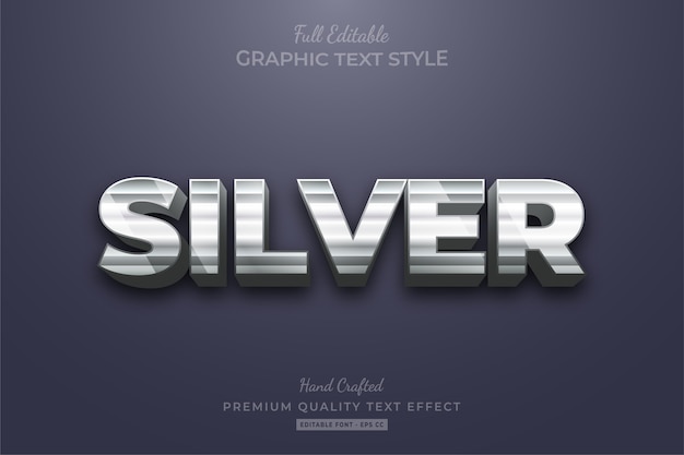 Silver strip editable text style effect premium