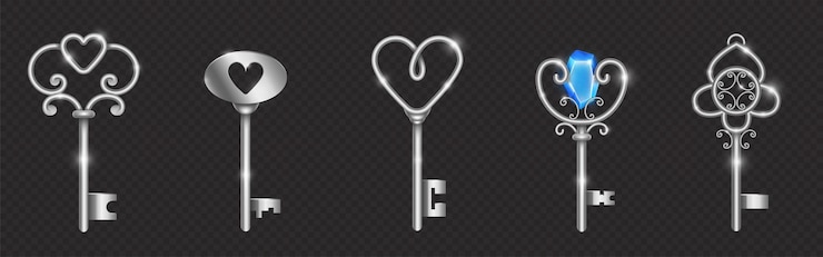 Free Vector silver vintage key collection