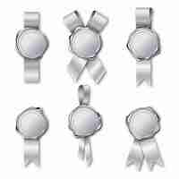 Free vector silver wax seal stamps with ribbons