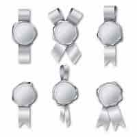 Free vector silver wax seal stamps with ribbons