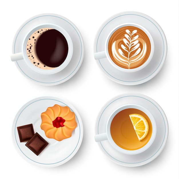 ラテとカプチーノのコーヒーイラスト 無料のベクター