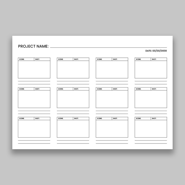 Simple 12 blank panel storyboard