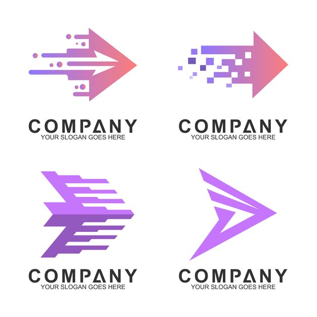 Simple arrow business logo set