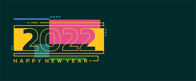 Simple background with colorful shapes happy new year 2022 banner design vector