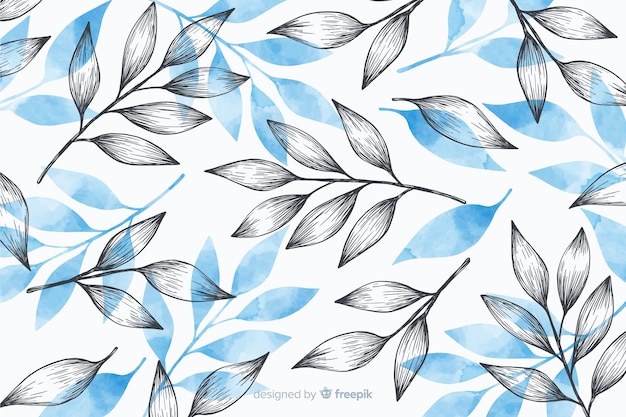 Simple background with gray and blue leaves