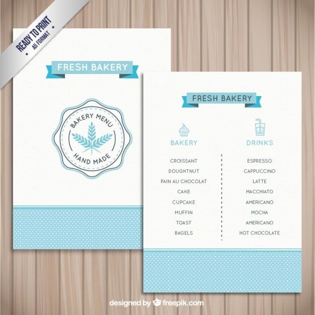 Simple bakery menu template