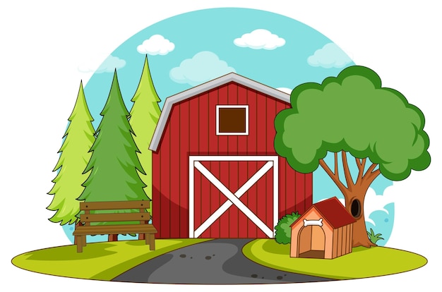 Free vector a simple barn in nature background