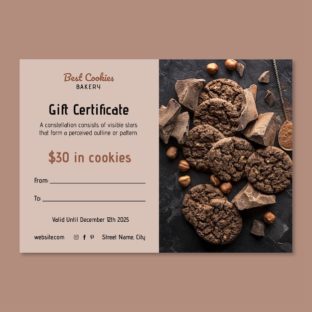 Simple best cookies bakery gift certificate
