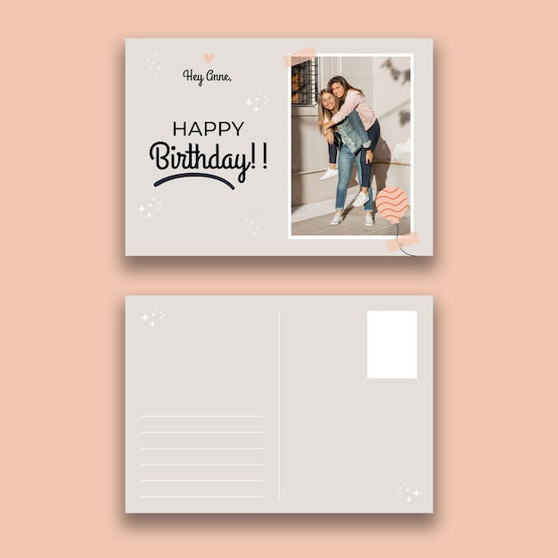 Free vector simple birthday greeting postcard