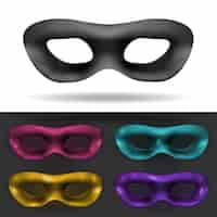 Free vector simple black and colored carnival masks isolated