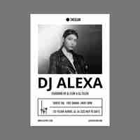 Free vector simple black & white dj poster