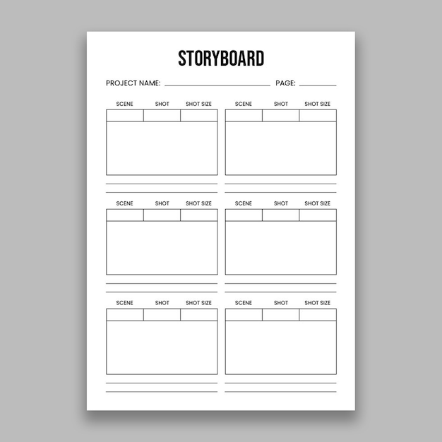 Simple black and white vertical storyboard