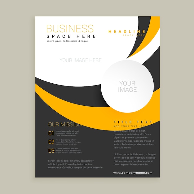 Free vector simple black and yellow brochure