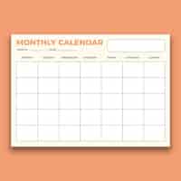 無料ベクター シンプルな空白の月間カレンダーテンプレート