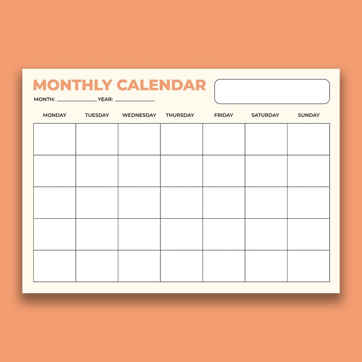 Free Vector simple blank monthly calendar template