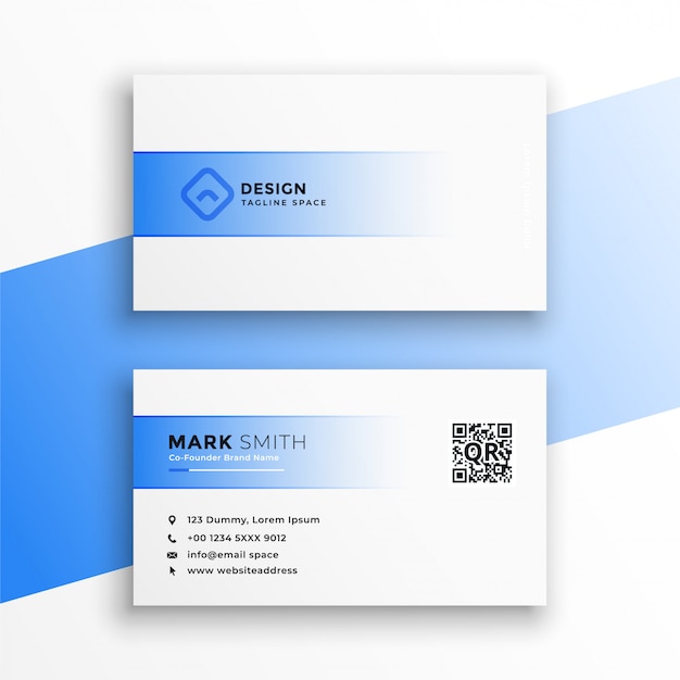 Free vector simple blue and white business card design