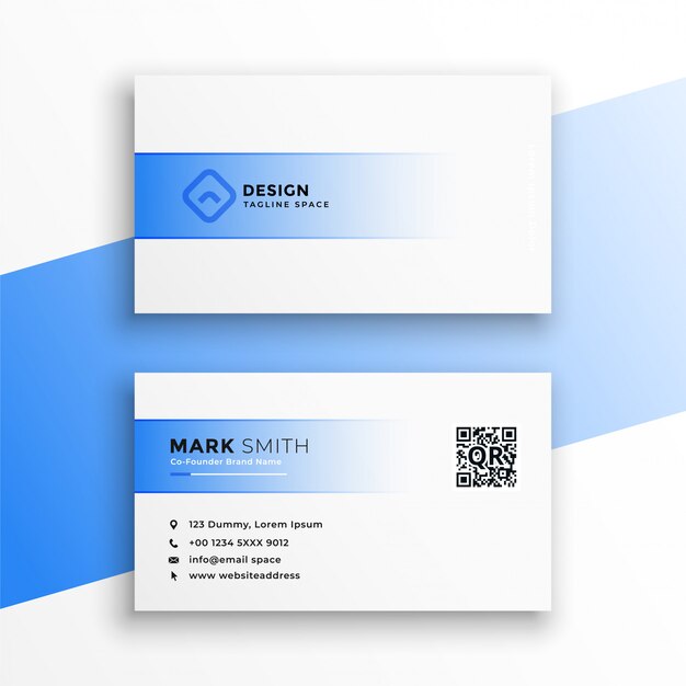 Simple blue and white business card design