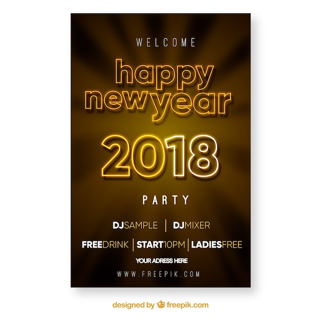 Simple brown new year party poster