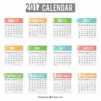 Vettore gratuito calendario semplice per il 2017