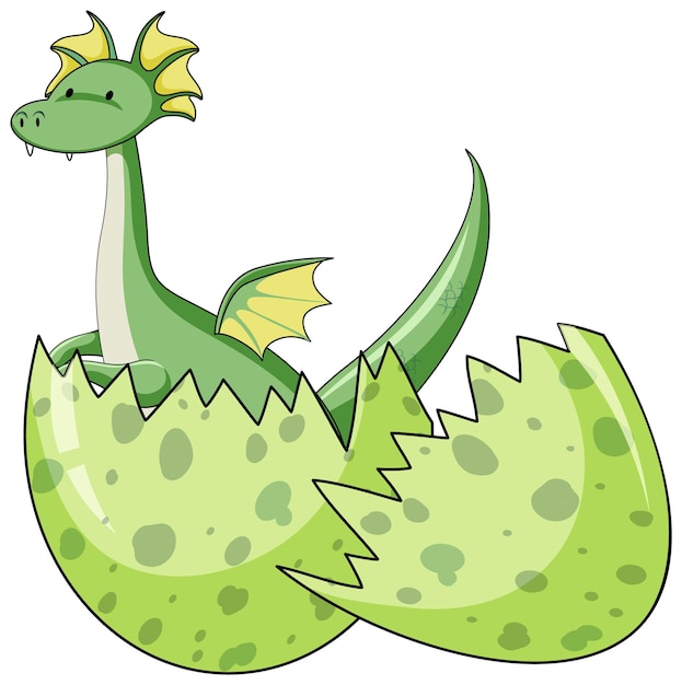 Free vector simple cartoon character of dragon hatched from an egg isolated