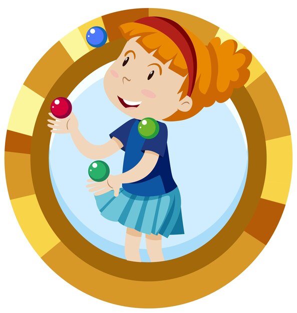 Vettore gratuito semplice personaggio dei cartoni animati di una ragazza che gioca con le palle