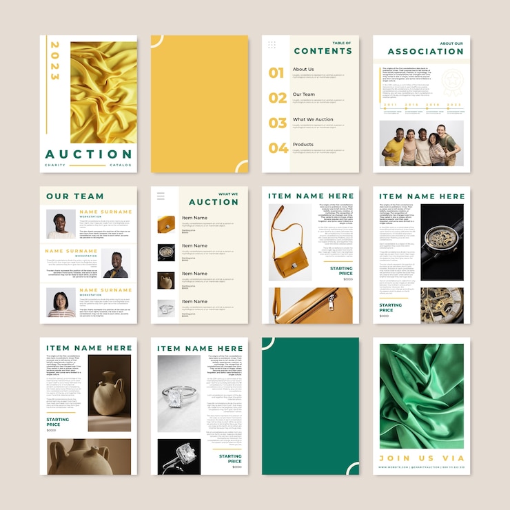 Free Vector simple charity auction booklet brochure