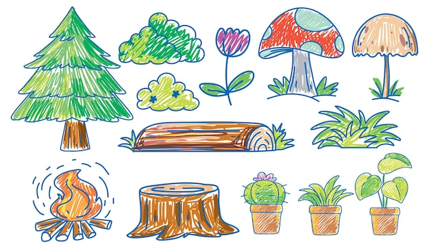 Free vector simple children scribble of nature element