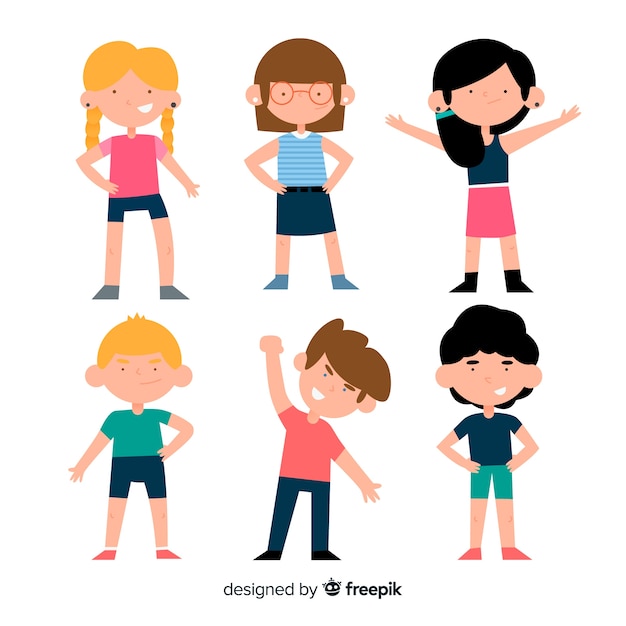 Free vector simple childrens day characters pack