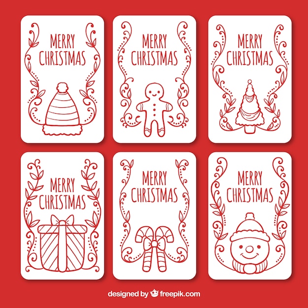 Simple christmas cards in white with red decoration
