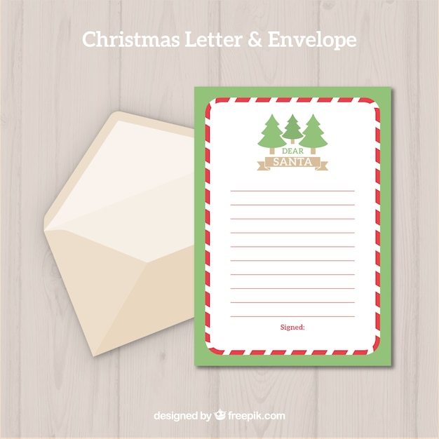 Free vector simple christmas letter and envelope