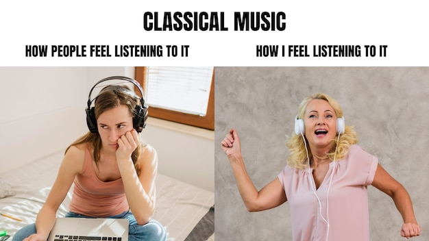 Vettore gratuito meme lungo e semplice di musica classica