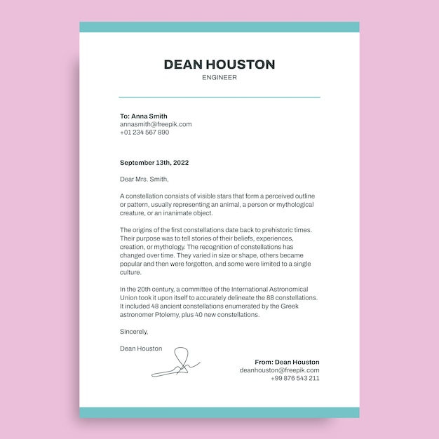 Free vector simple college recommendation letter