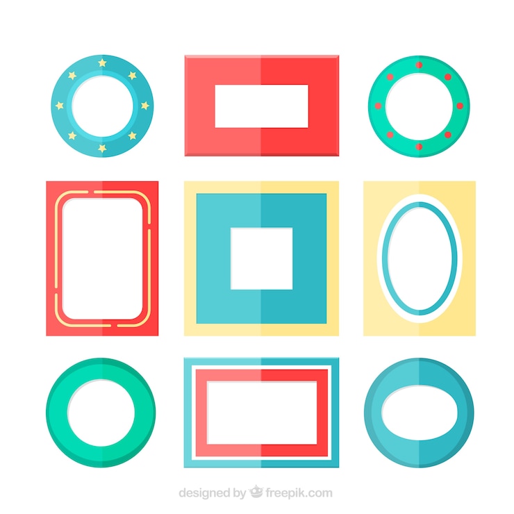 मुफ़्त वेक्टर simple colored frames, flat style