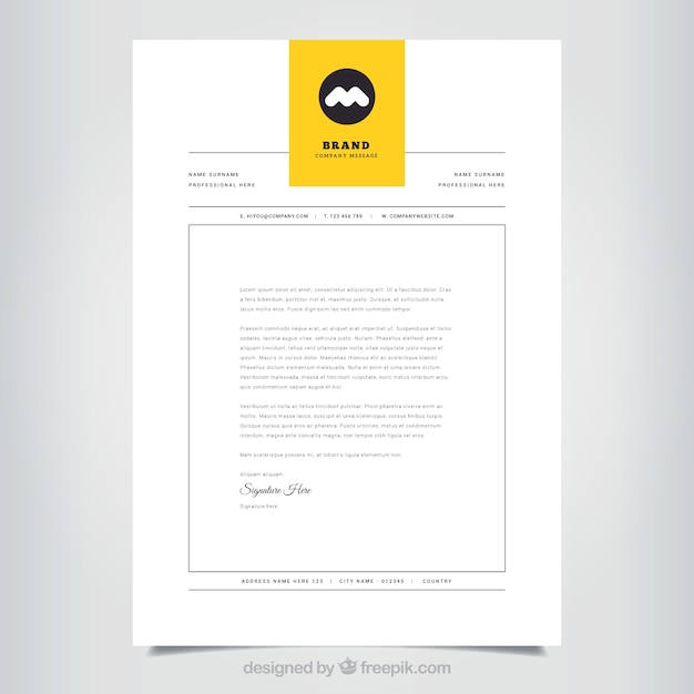 Simple corporate brochure with a yellow tab