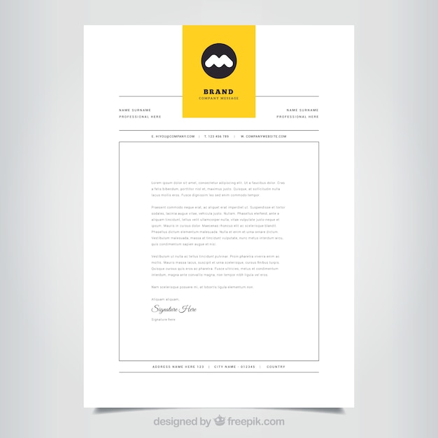 Free vector simple corporate brochure with a yellow tab