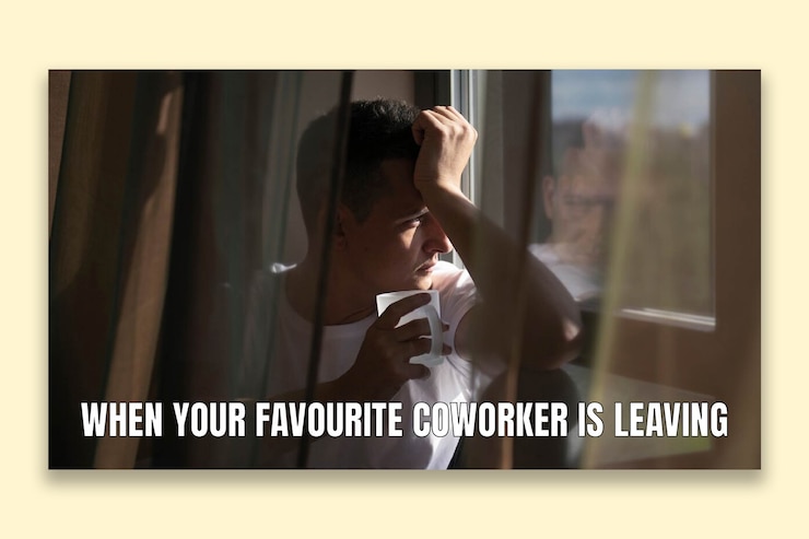 Free Vector simple coworking leaving long meme