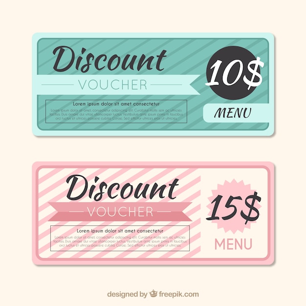 Free vector simple cute discount vouchers