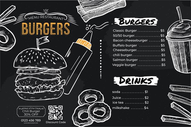 Simple dark premium burger food menu