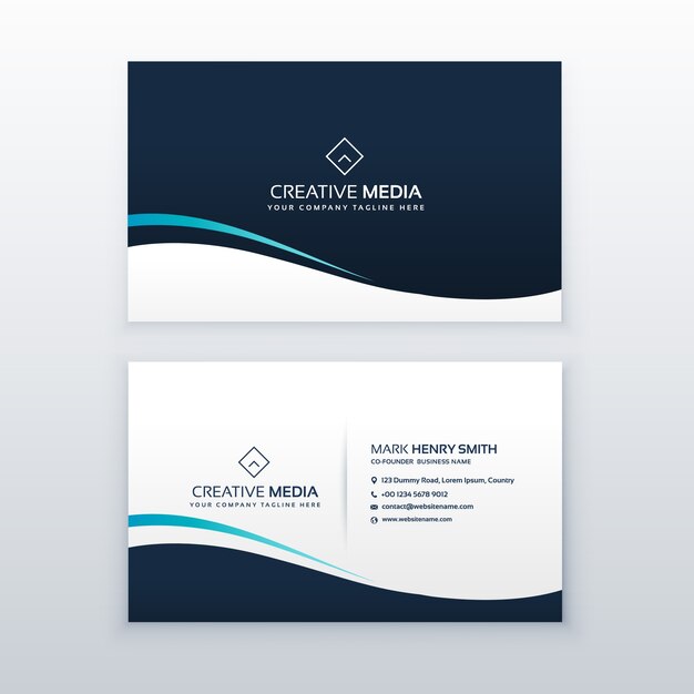 Simple dark wavy business card design