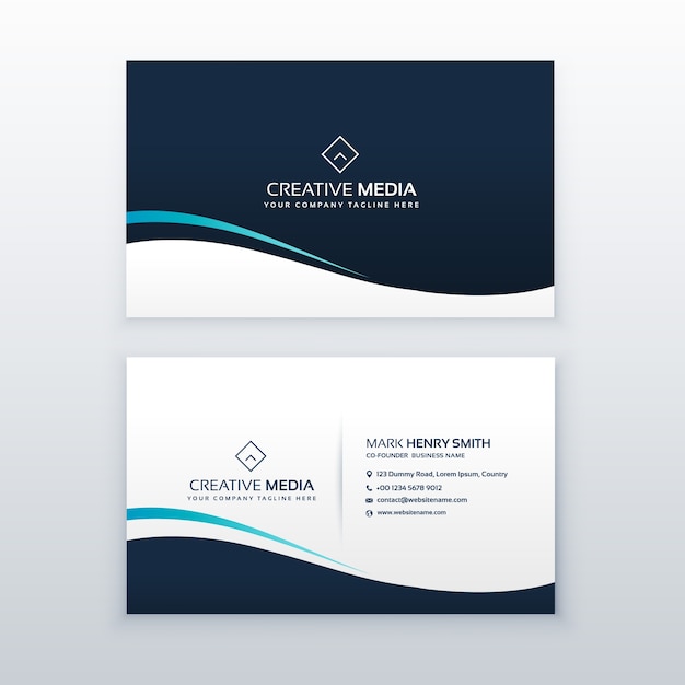 Simple dark wavy business card design