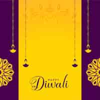 Free vector simple diwali poster with diya and text space in bright colors vector