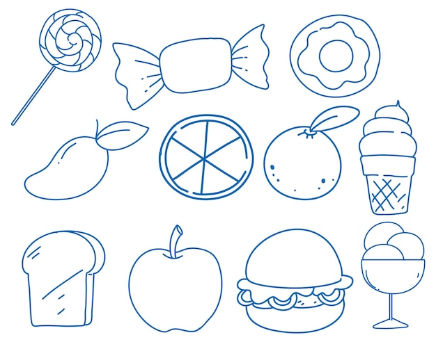 Free vector simple doodle children drawing food