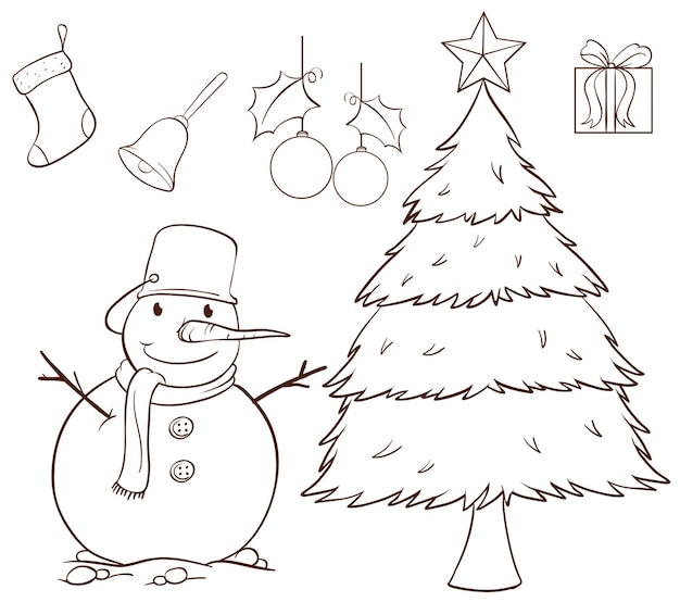 Sketch decoration xmas set. Christmas hand... - Stock Illustration  [58065487] - PIXTA