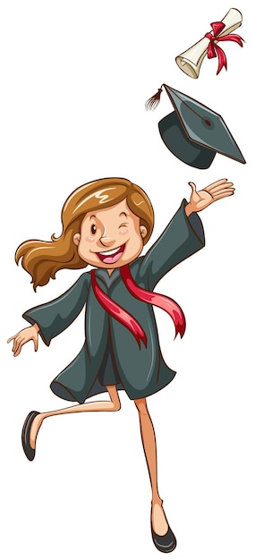 Free vector a simple drawing of a happy girl graduating