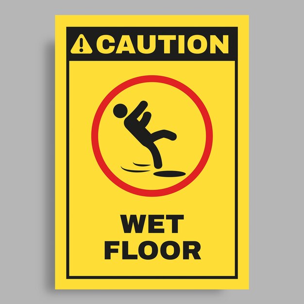 Simple duotone caution wet floor sign